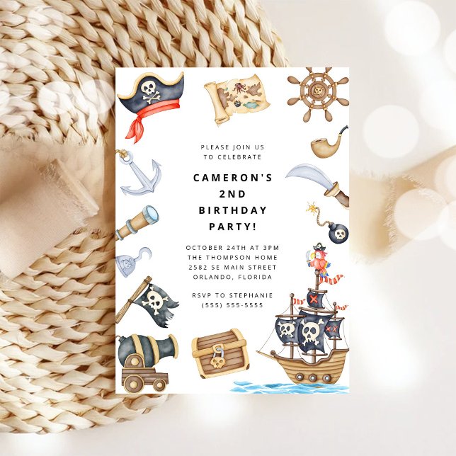 Invitación Pirate Themed Birthday Party Invitation (Subido por el creador)