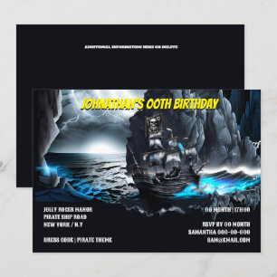 Invitación Piratería naútica noche mononlight