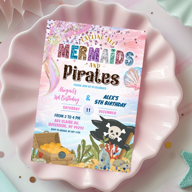 Invitación Pirates and Mermaids Joint Birthday invitation (Subido por el creador)