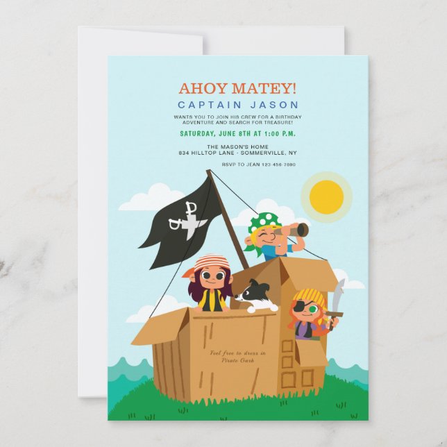 Invitación Pirates Child Play Birday Party (Anverso)