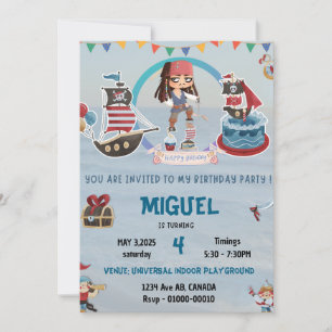 INVITACIÓN PIRATO TEMÁTICO CUMPLEAÑOS EINVITE