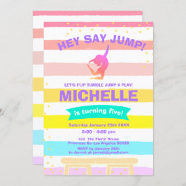 Invitación Pirouette Rainbow Ballerina Gymnastics Cumpleaños