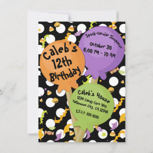 Invitación Pirulís de Halloween Dulces Divertidos Fiesta de C