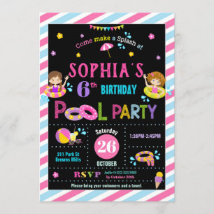 Invitación Piscina Chica Fiesta de Aniversario Playa de Veran
