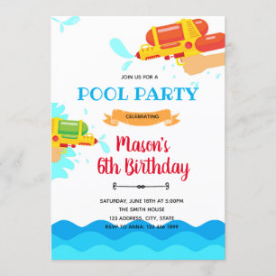Invitación Piscina de agua con tobogán de agua