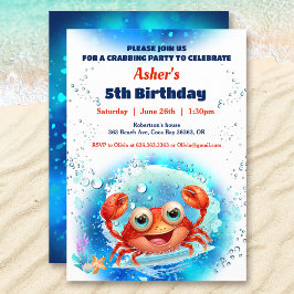 Invitación Piscina de cangrejo Primer Fiesta de cumpleaños Pe