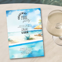 Invitación Piscina de compromiso Fiesta Watercolor Beach