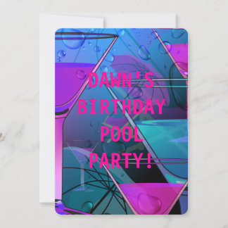 Invitación Piscina de cumpleaños Fiesta Cocktail mezclado de