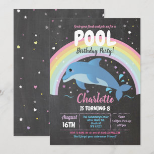 Invitación Piscina de delfines Fiesta Birthday Beach Float Oc