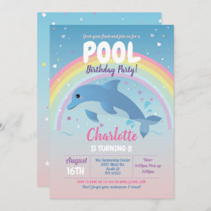 Invitación Piscina de delfines Fiesta Birthday Beach Float Oc