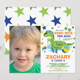 Invitación Piscina de dinosaurios Fiesta de cumpleaños Bash B