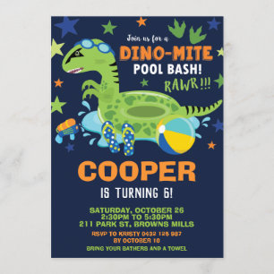 Invitación Piscina de dinosaurios Fiesta de cumpleaños Bash B