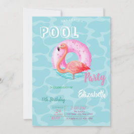 Invitación Piscina de Flamingos Rosados Flota Fiesta de cumpl