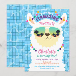 Invitación Piscina de Llama Alpaca Fiestas Aniversario