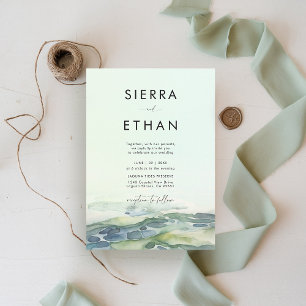 Invitación Piscina de marea costera Mar Boda moderno verde