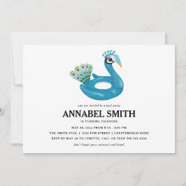 Invitación Piscina de pavo real flotante Fiesta cumpleaños
