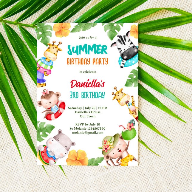 Invitación Piscina de playa de verano cumpleaños lindo bebé (Subido por el creador)
