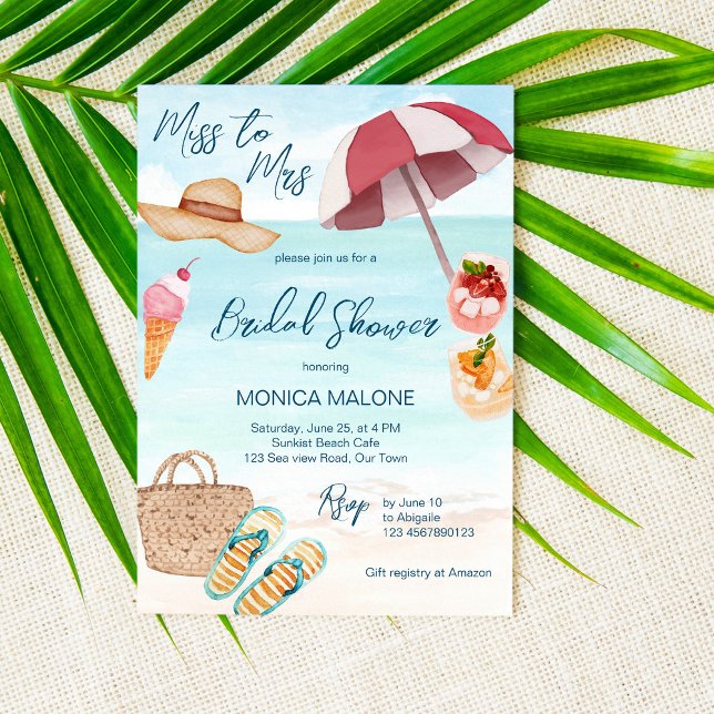 Invitación Piscina de playa de verano ducha tropical de novia (Subido por el creador)