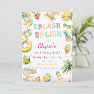Invitación Piscina de salpicaduras Fiesta Agua de verano Cump