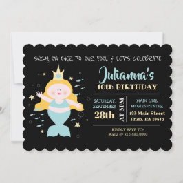 Invitación Piscina de Sirena Fiesta de Cumpleaños de Vida en 