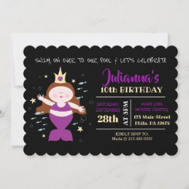 Invitación Piscina de Sirena Fiesta de Cumpleaños de Vida en 