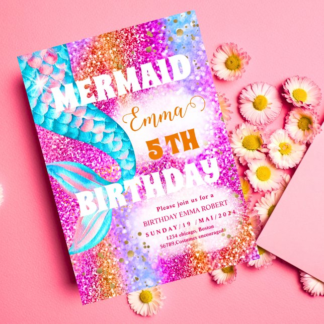 Invitación Piscina de sirena Fiesta de mar Bright cumpleaños  (Subido por el creador)