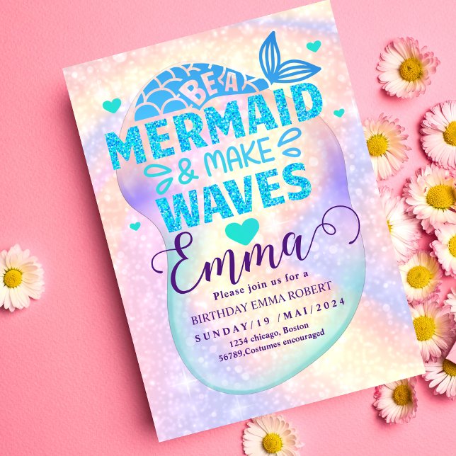 Invitación Piscina de sirena Fiesta de mar Bright cumpleaños  (Subido por el creador)