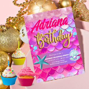 Invitación Piscina de sirena Fiesta de mar Bright cumpleaños