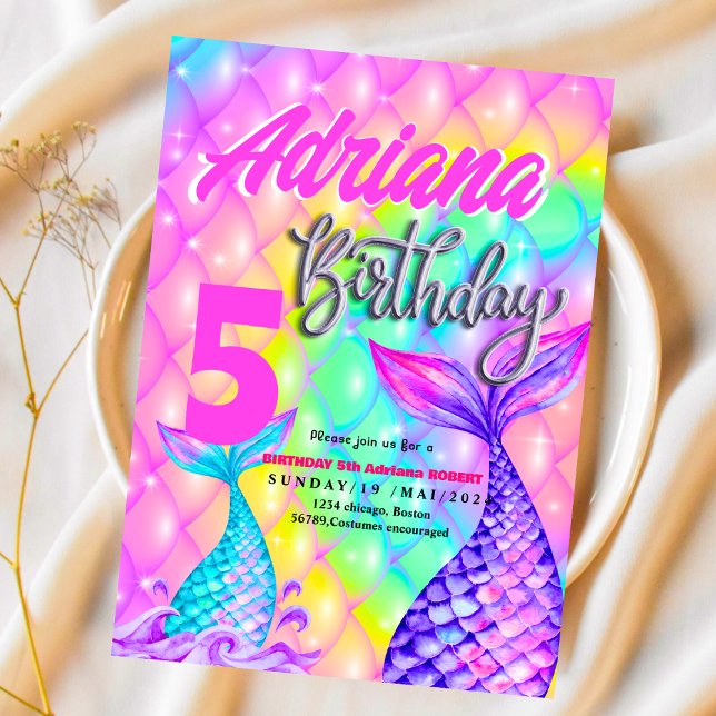 Invitación Piscina de sirena Fiesta de mar Bright cumpleaños  (Subido por el creador)