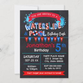 Invitación Piscina de tobogán de agua de cartón de cumpleaños