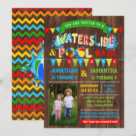 Invitación Piscina de toboganes de agua Foto Fiesta combinada