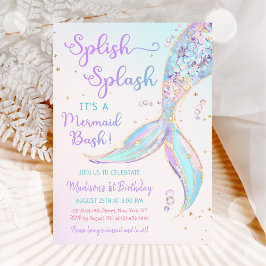 Invitación Piscina de verano de Sirena Fiesta de cumpleaños 1