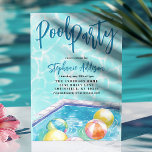 Invitación Piscina de verano Fiesta Beach Ball Sweet 16 Cumpl<br><div class="desc">Disfrute de un chapuzón con nuestra piscina de verano Fiesta Beach Ball Sweet 16 Birthday Invitation! Esta encantadora invitación es perfecta para cualquier celebración de cumpleaños de verano, con una piscina fresca y acogedora con bolas de playa juguetonas flotando en el agua. El fondo de la acuarela azul claro realza...</div>