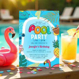Invitación Piscina de verano Fiesta Natación Cumpleaños