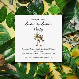Invitación Piscina de verano Fiesta Playa Palm Trepical