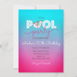 Invitación Piscina de verano flotante unicornio 30 años Fiest
