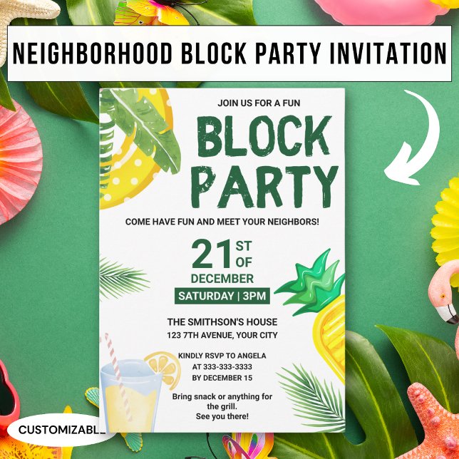 Invitación Piscina de verano picnic divertido Fiesta de bloqu (Subido por el creador)