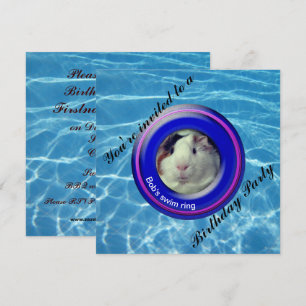 Invitación Piscina fiesta conejillo de indias