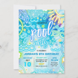 Invitación Piscina Fiesta de Cumpleaños Diapositiva Deslizar 
