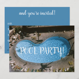 Invitación Piscina Fiesta de natación inspirado de mediados d