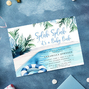Invitación Piscina fiesta ducha de bebé azul Es un niño