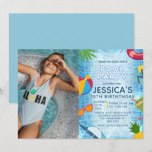Invitación Piscina Fiesta foto Piscina Piscina Splash Cumplea