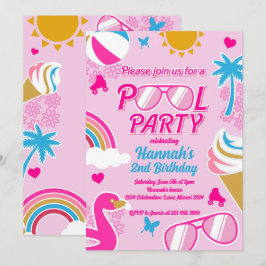 Invitación Piscina Fiesta Malibu Beach Birthday Chica Doll ve