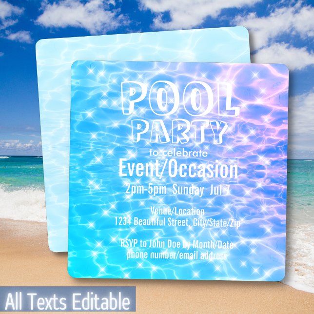 Invitación Piscina Fiesta Piscina Cumpleaños Fiesta Fiesta Pl (Subido por el creador)