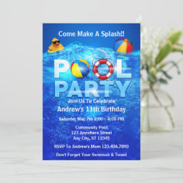 Invitación Piscina Fiesta Verano Bañera Cumpleaños