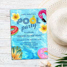 Invitación Piscina Fiesta Verano Natación Nacimiento Agua