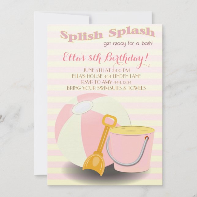Invitación Piscina Lemonade Fiesta de cumpleaños (Anverso)