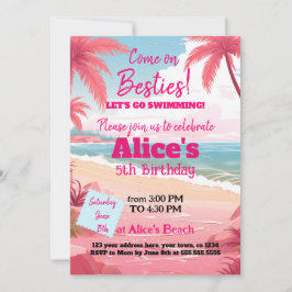 Invitación Piscina Malibu Doll Beach Cumpleaños