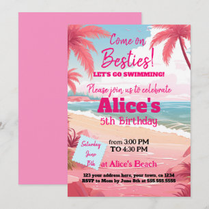 Invitación Piscina Malibu Doll Beach Cumpleaños