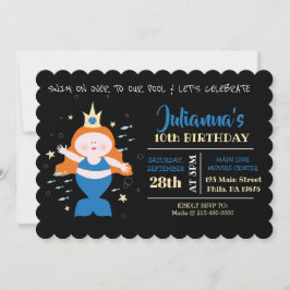 Invitación Piscina Mermaid Piscina Blue Sea Life Fiesta de cu